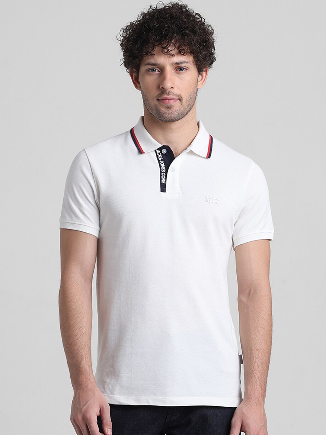 

Jack & Jones Polo Collar Slim Fit Pure Cotton T-shirt, White