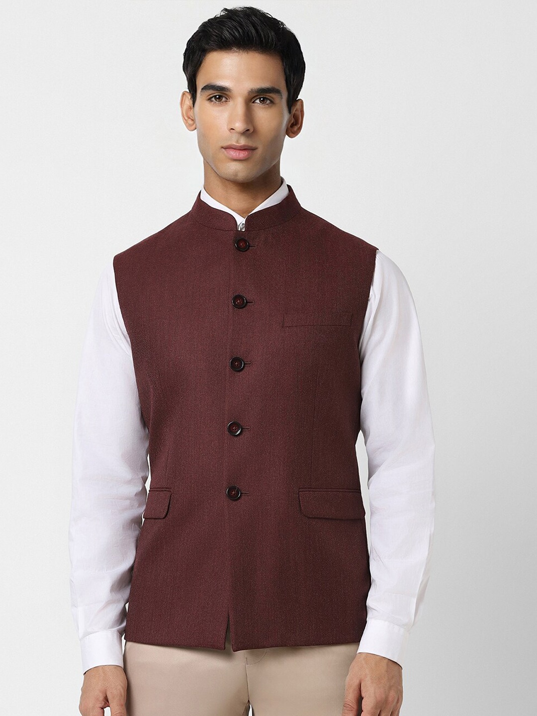 

Van Heusen Slim Fit Nehru Jacket, Maroon