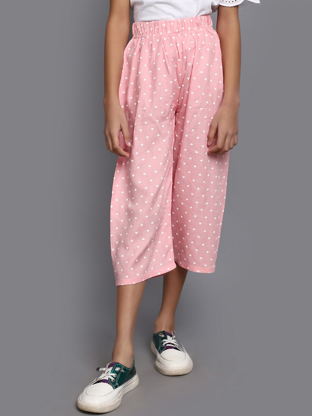 

V-Mart Girls Conversational Printed Mid Rise Cropped Trousers, Pink