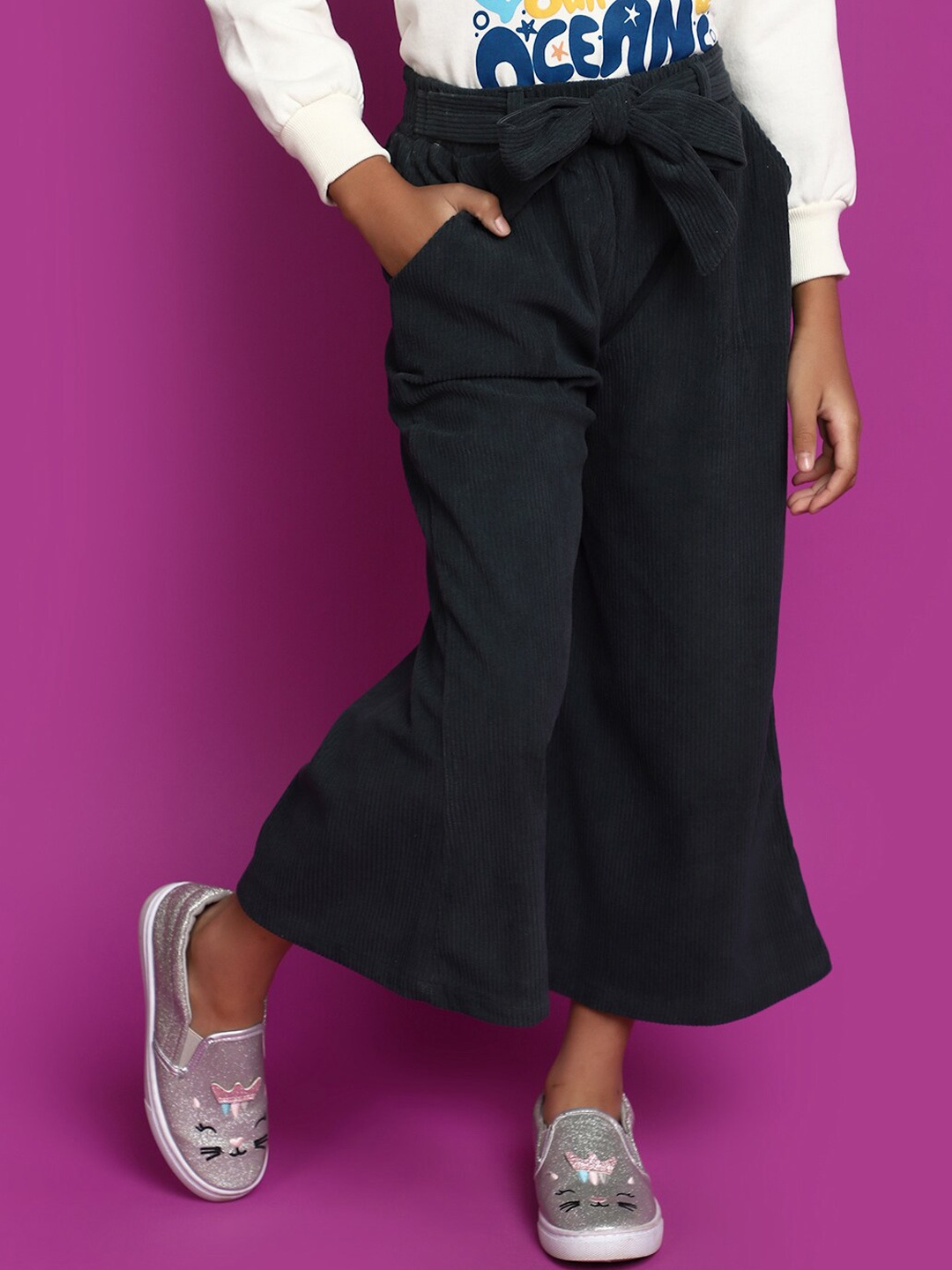 

VMart Girls High-Rise Regular Fit Trousers, Black