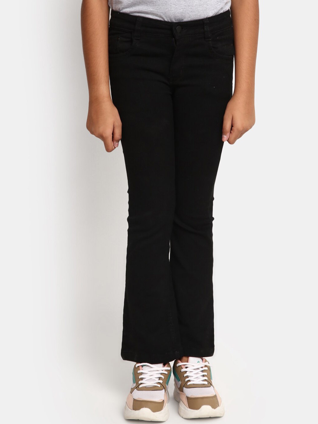 

V-Mart Girls Cotton No Fade Bootcut Jeans, Black