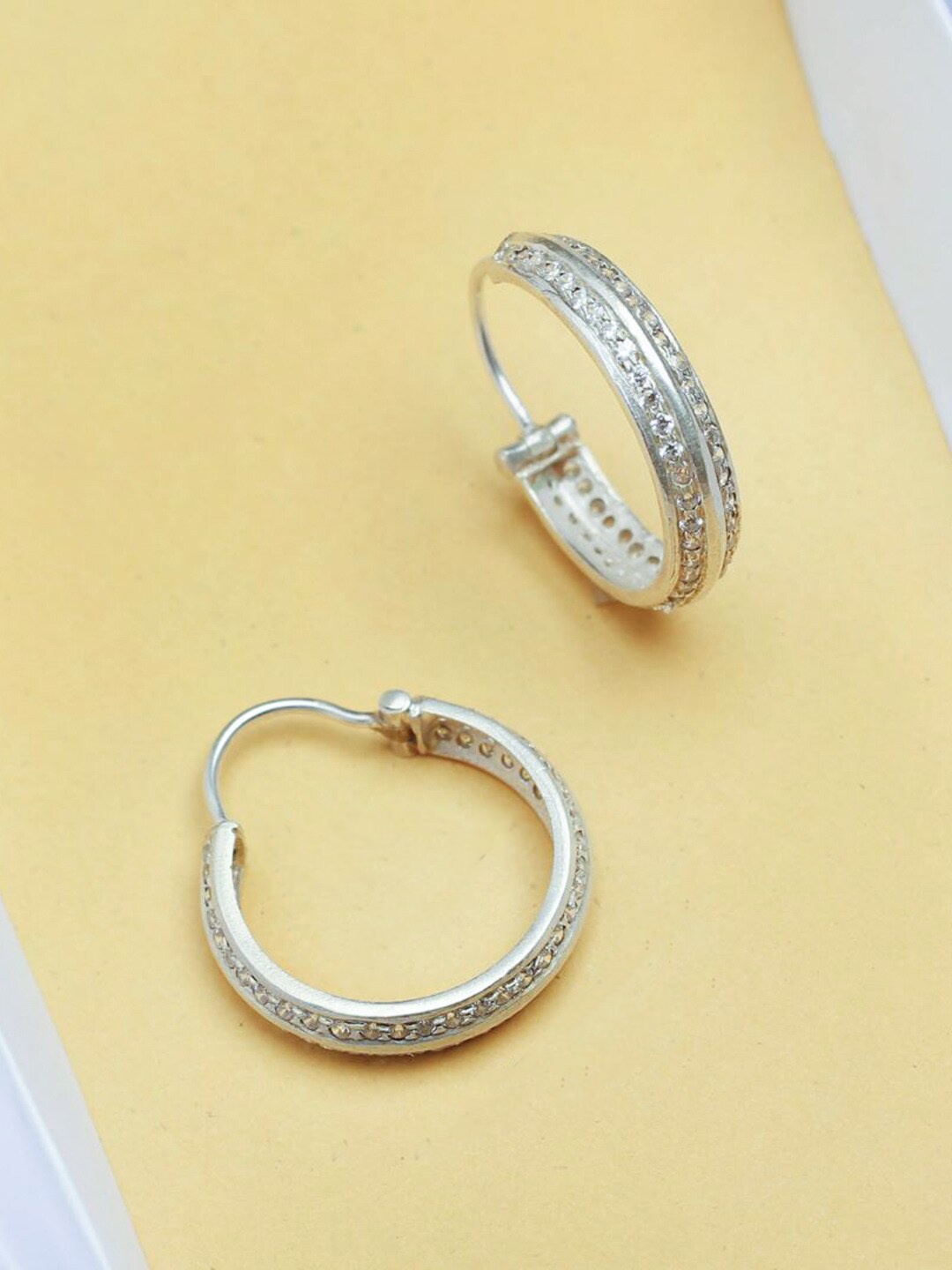 

Unniyarcha Silver-Plated 92.5 Sterling Silver Hoop Earrings