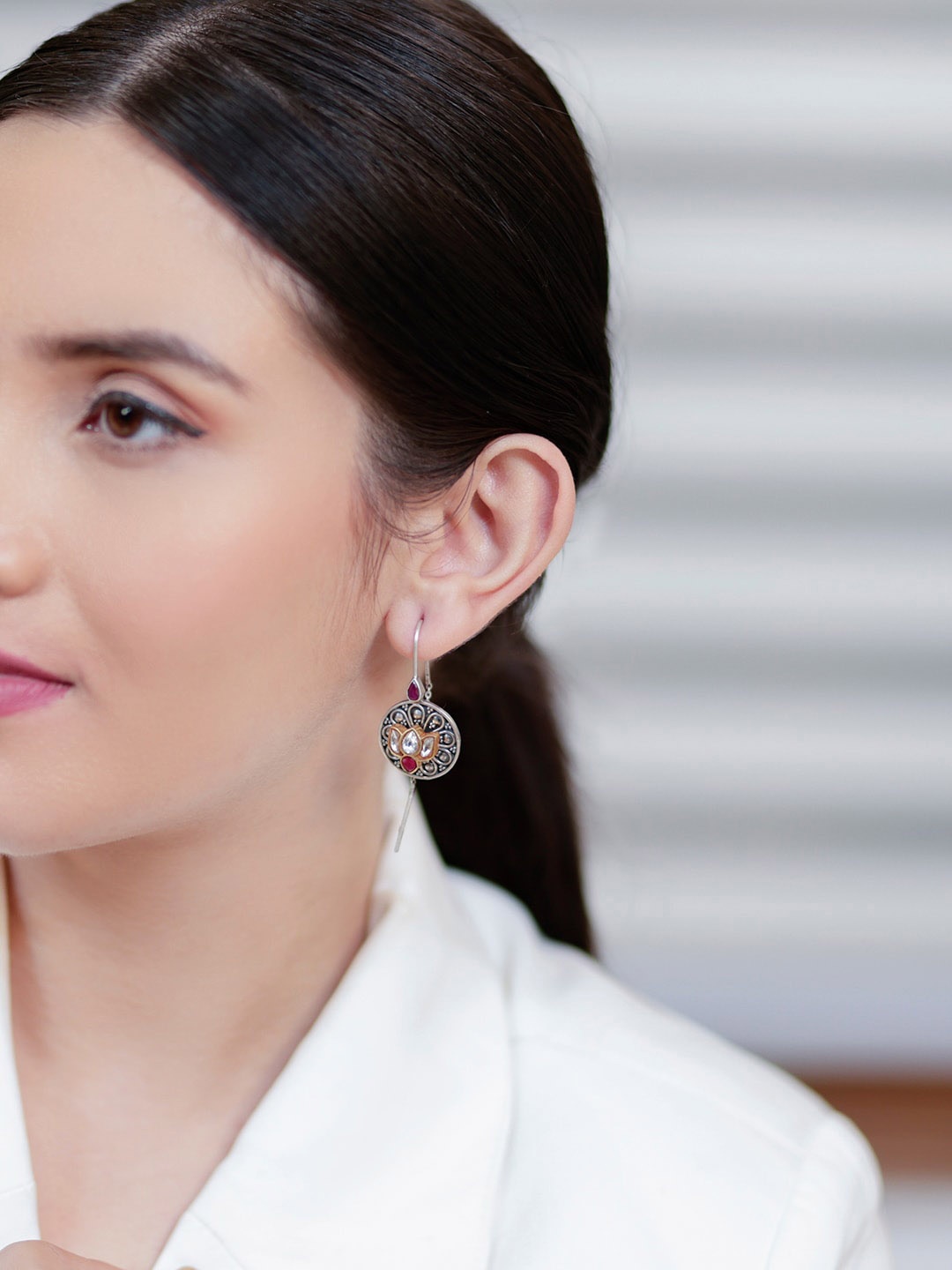 

Unniyarcha Silver-Plated 92.5 Silver Drop Earrings