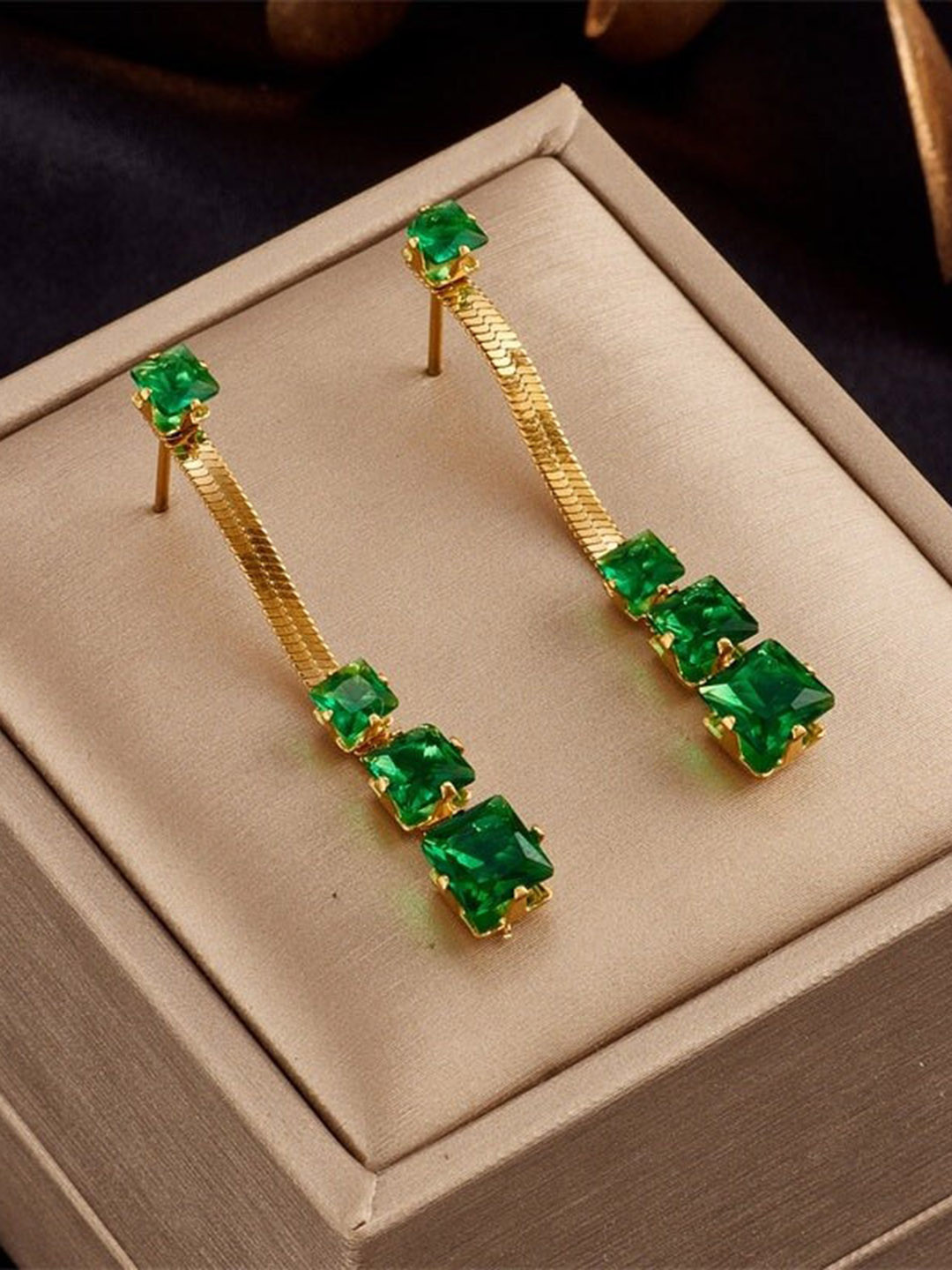 

KRYSTALZ Gold-Plated Teardrop Shaped Drop Earrings