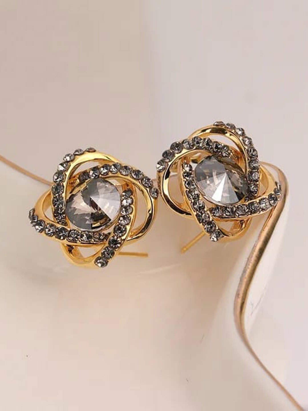 

KRYSTALZ Gold-Plated Floral Studs Earrings