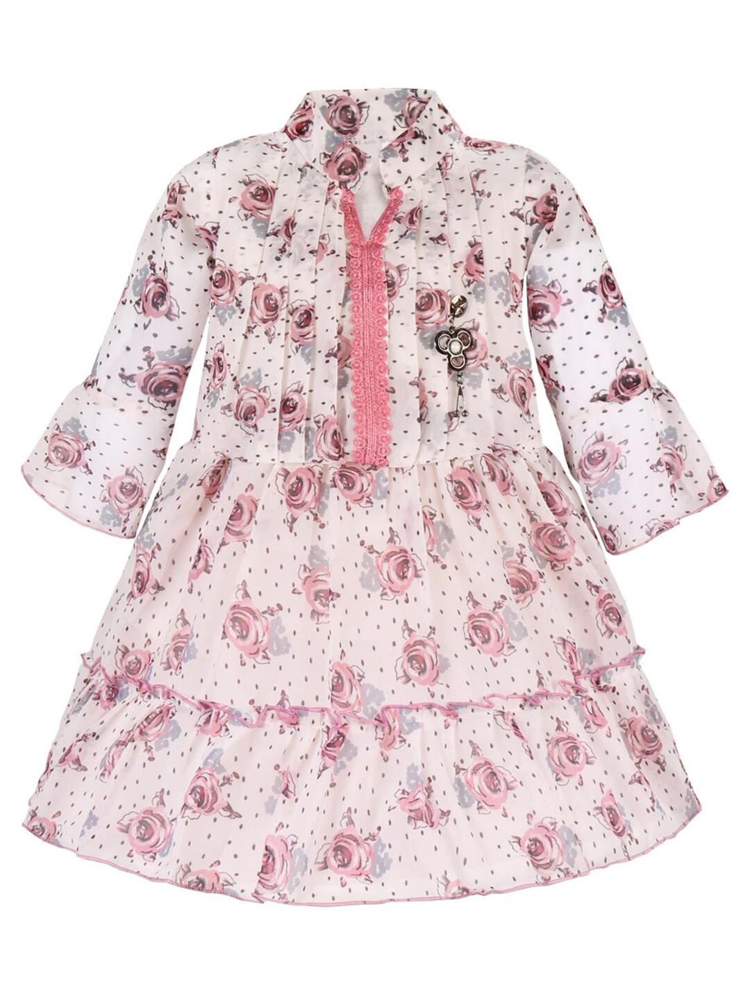 

Wish Karo Floral Printed Fit & Flare Dress, Pink