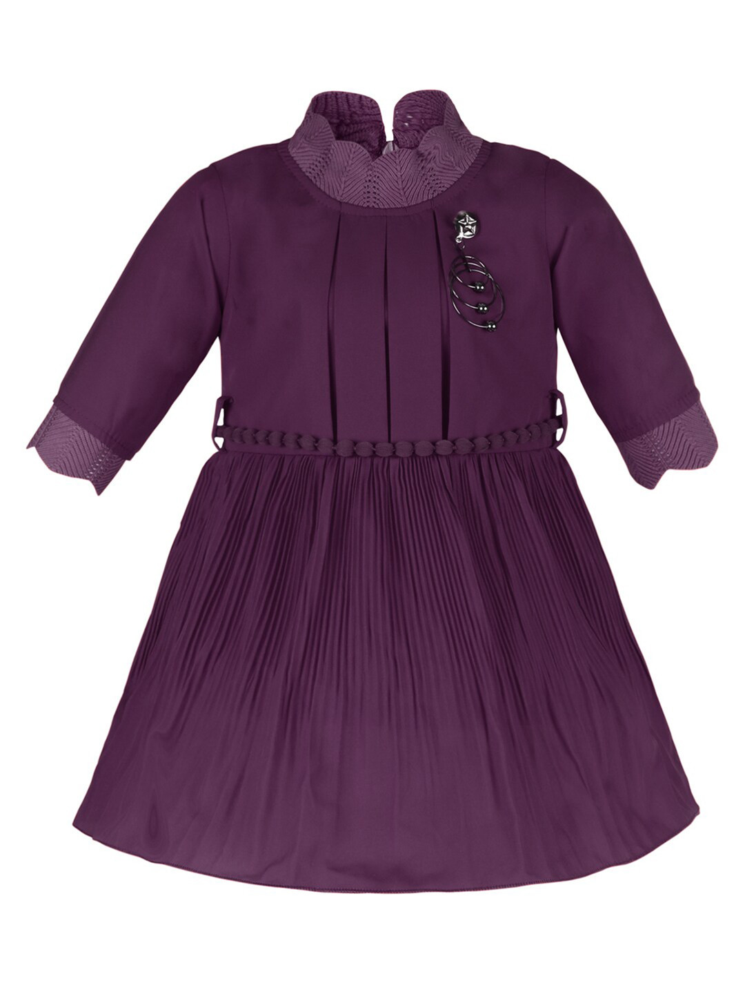 

Wish Karo High Neck Silk Satin Fit & Flare Dress, Purple