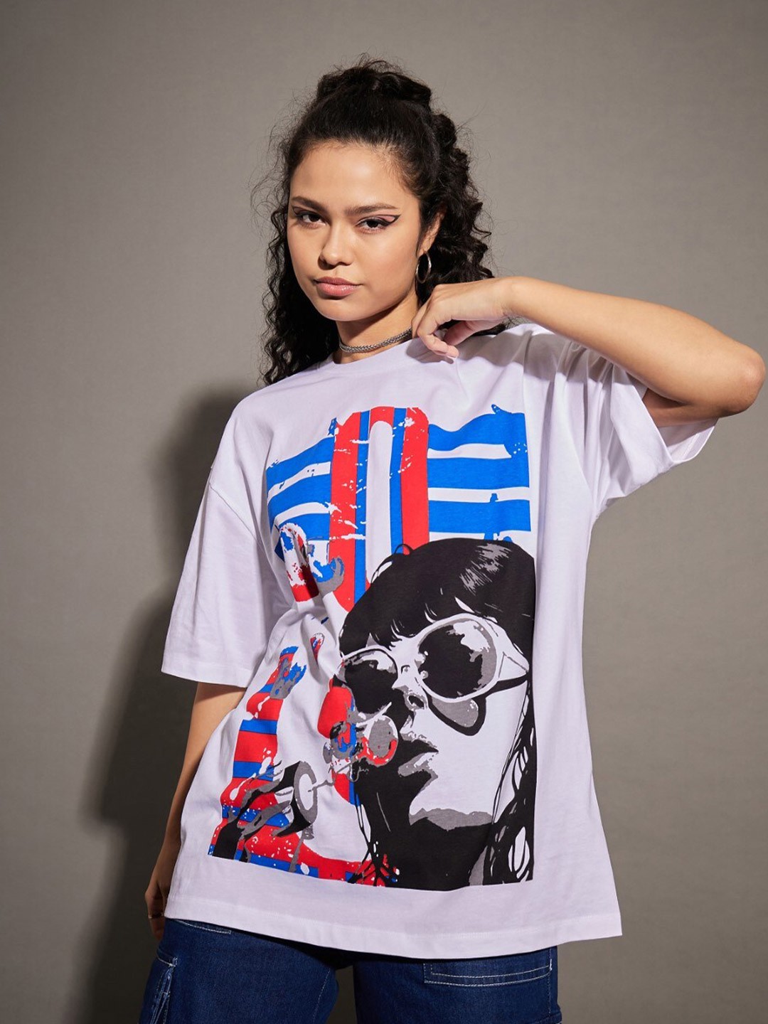 

MASCLN SASSAFRAS White Unisex Graphic Printed Pure Cotton Oversized T-shirt