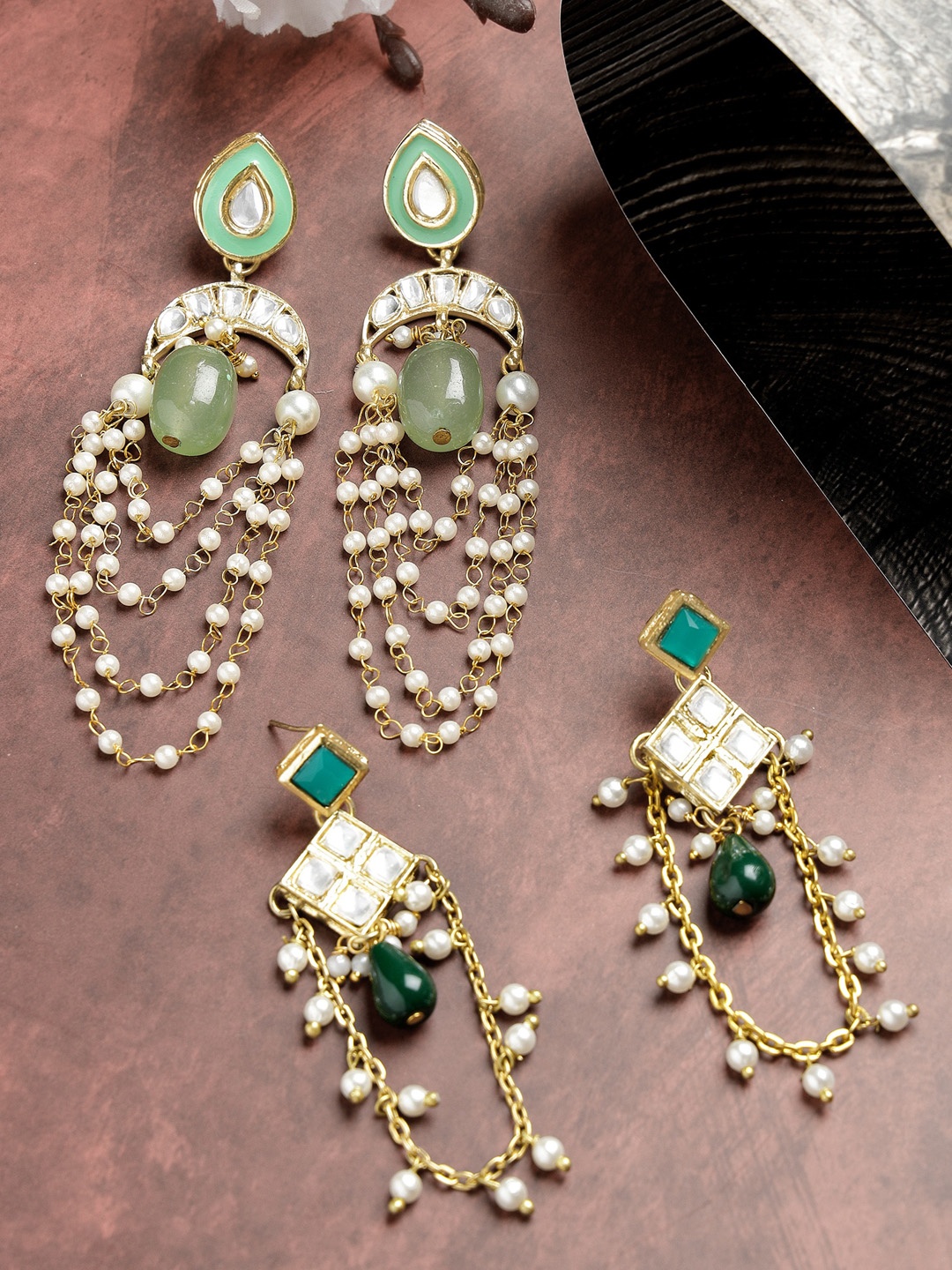 

KARATCART Set of 2 Gold Plated Drop Earrings