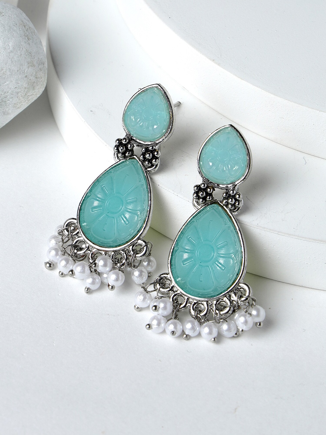 

KARATCART Silver-Plated Drop Earrings, Blue