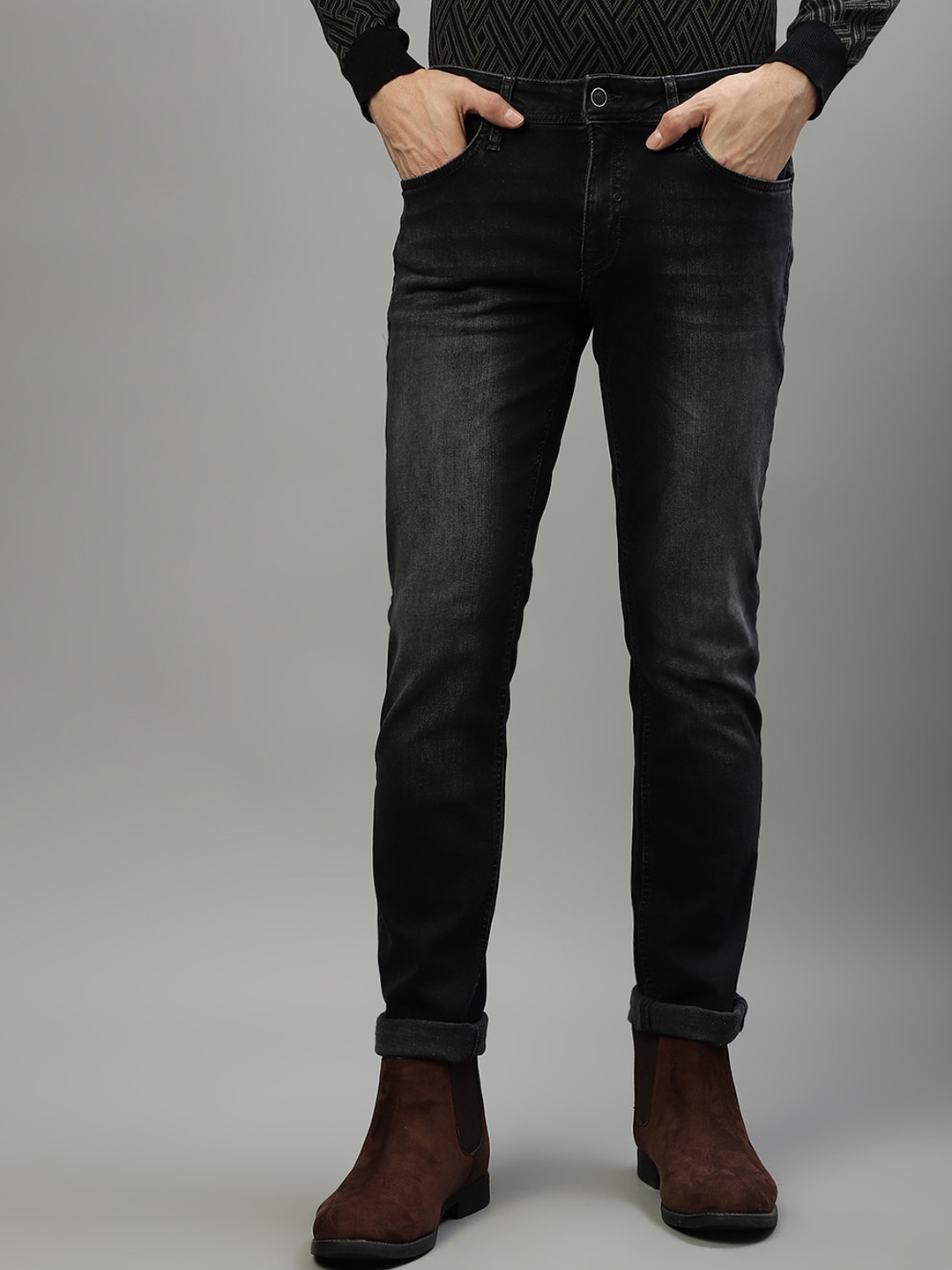 

Antony Morato Men Slim Fit Light Fade Clean Look Stretchable Jeans, Black