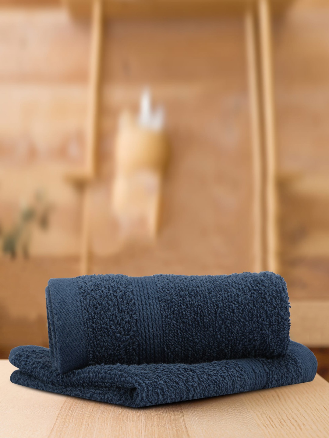 

LUSH & BEYOND Navy Blue 2 Pieces Cotton 500 GSM Solid Face Towel Set