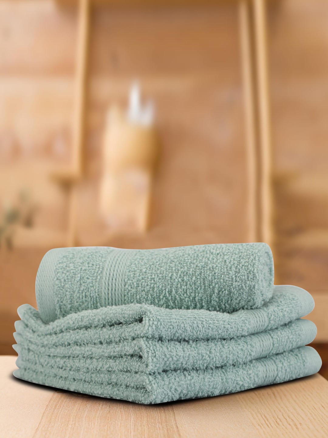 

LUSH & BEYOND Teal Blue 4 Pieces Cotton 500 GSM Solid Face Towel Set