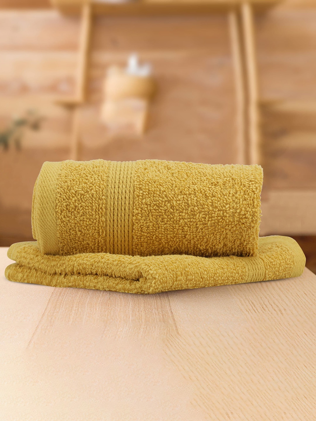 

LUSH & BEYOND Mustard 2 Pieces Cotton 500 GSM Solid Face Towel Set