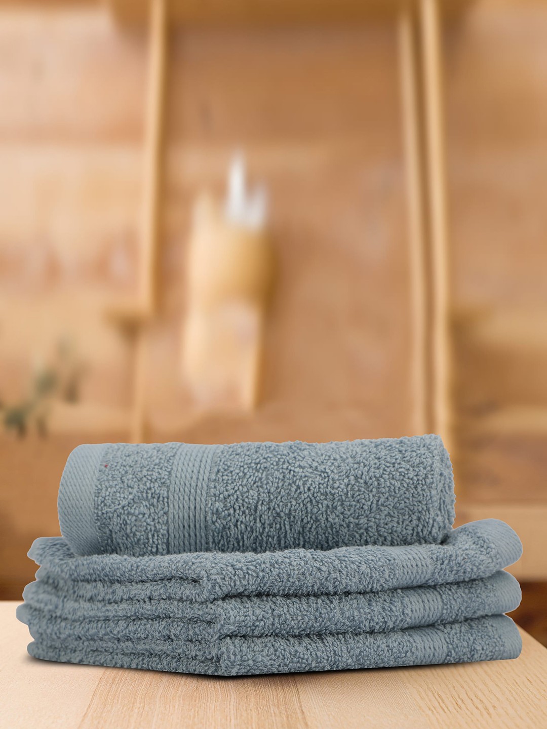

LUSH & BEYOND Blue 4 Pieces Cotton 500 GSM Solid Face Towel Set