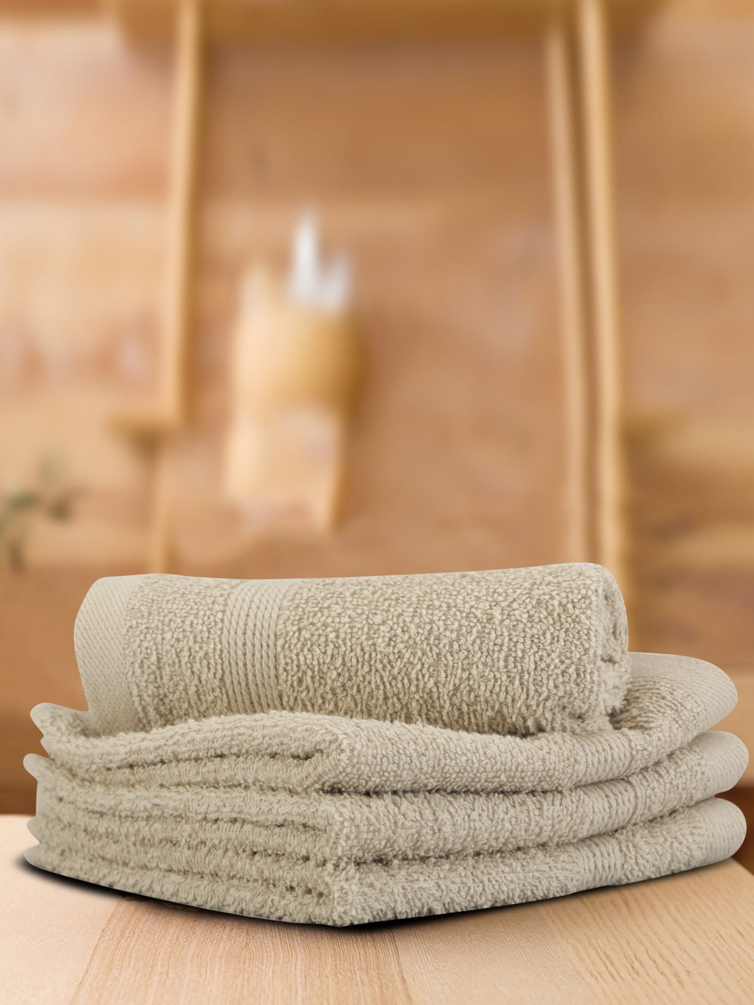 

LUSH & BEYOND Beige 4 Pieces Cotton Anti-Bacterial 500 GSM Face Towels