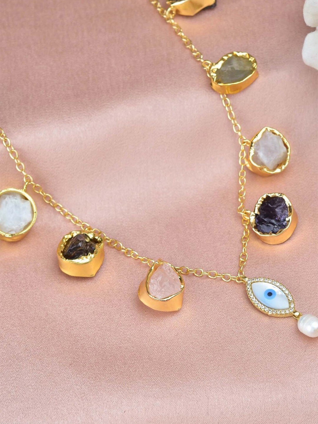 

ZURII Evil Eye Stone Brass Gold-Plated Chain