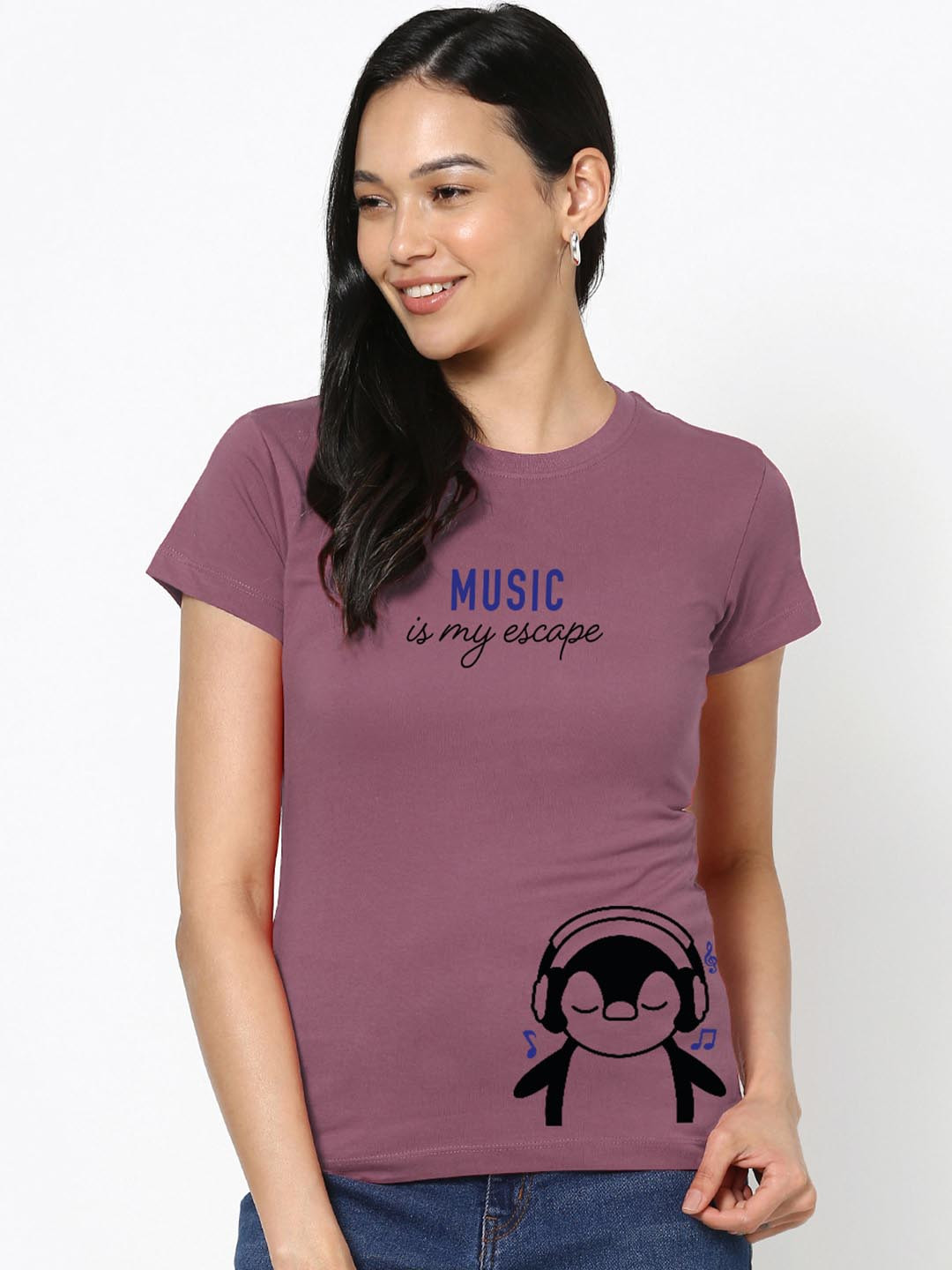 

Bewakoof Typography Printed Cotton T-shirt, Purple