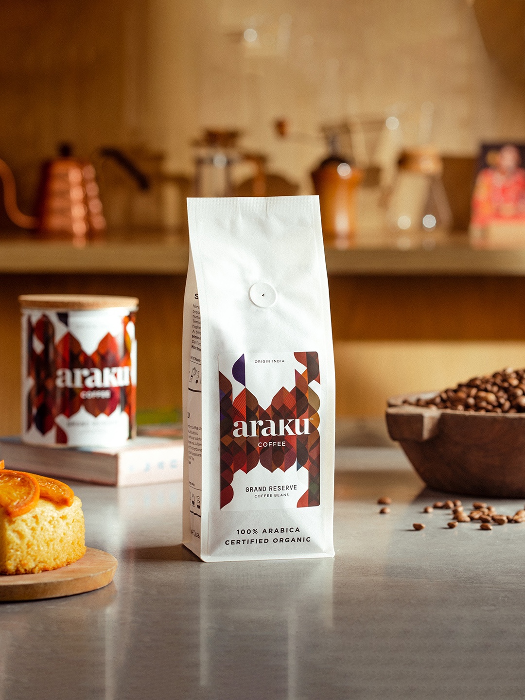 

ARAKU Coffee Grand Reserve - Medium Roast Coffee, Whole Beans - 250 Gms, White