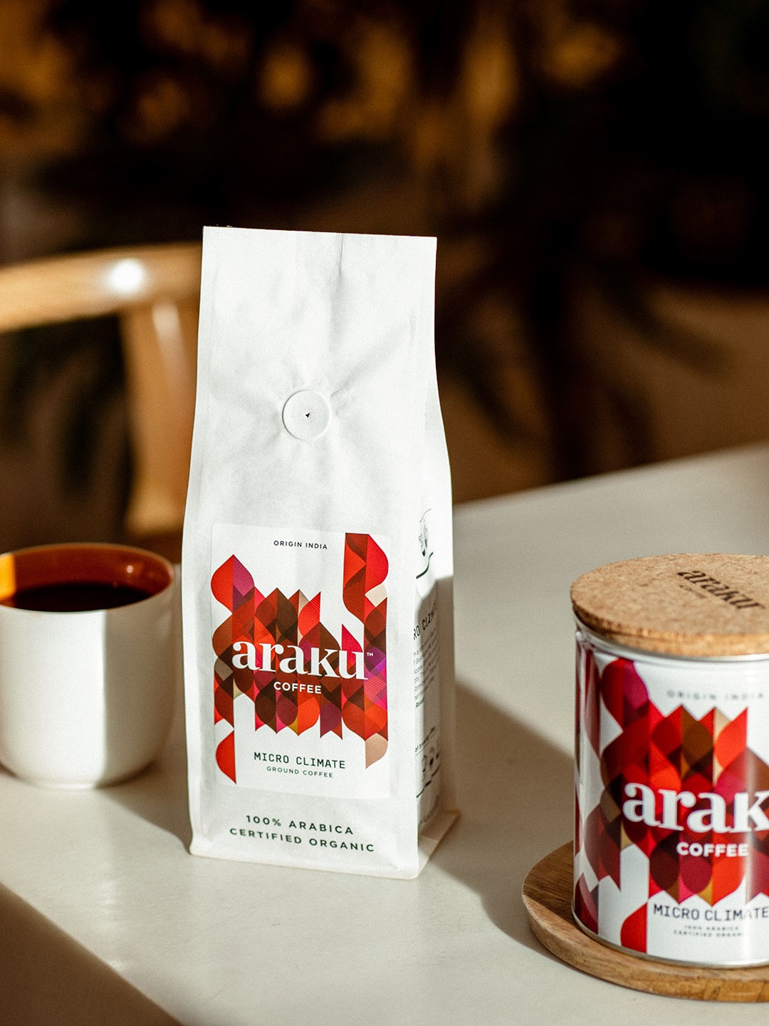 

ARAKU Coffee Micro Climate Medium Roast Coarse Grind Coffee 250 Gm, White