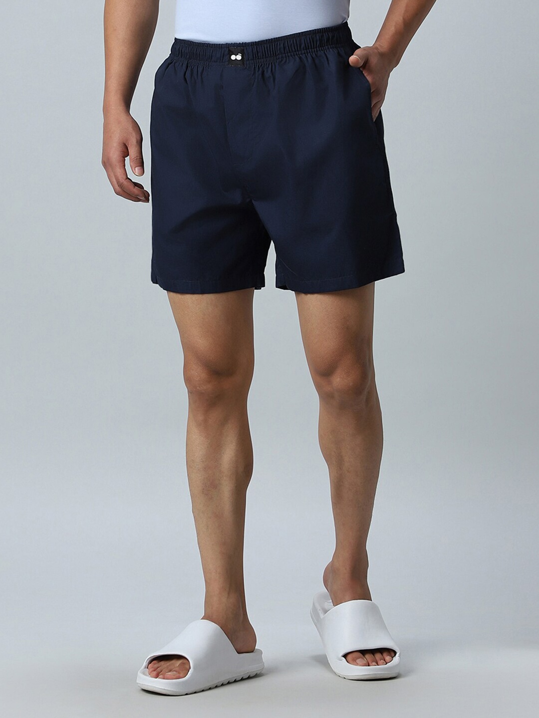 

Bewakoof Navy Blue Mid-Rise Cotton Boxers 581592