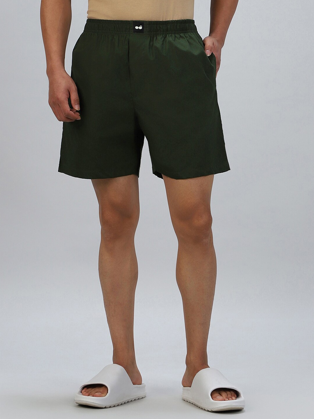 

Bewakoof Olive Green Mid-Rise Cotton Boxers 581630