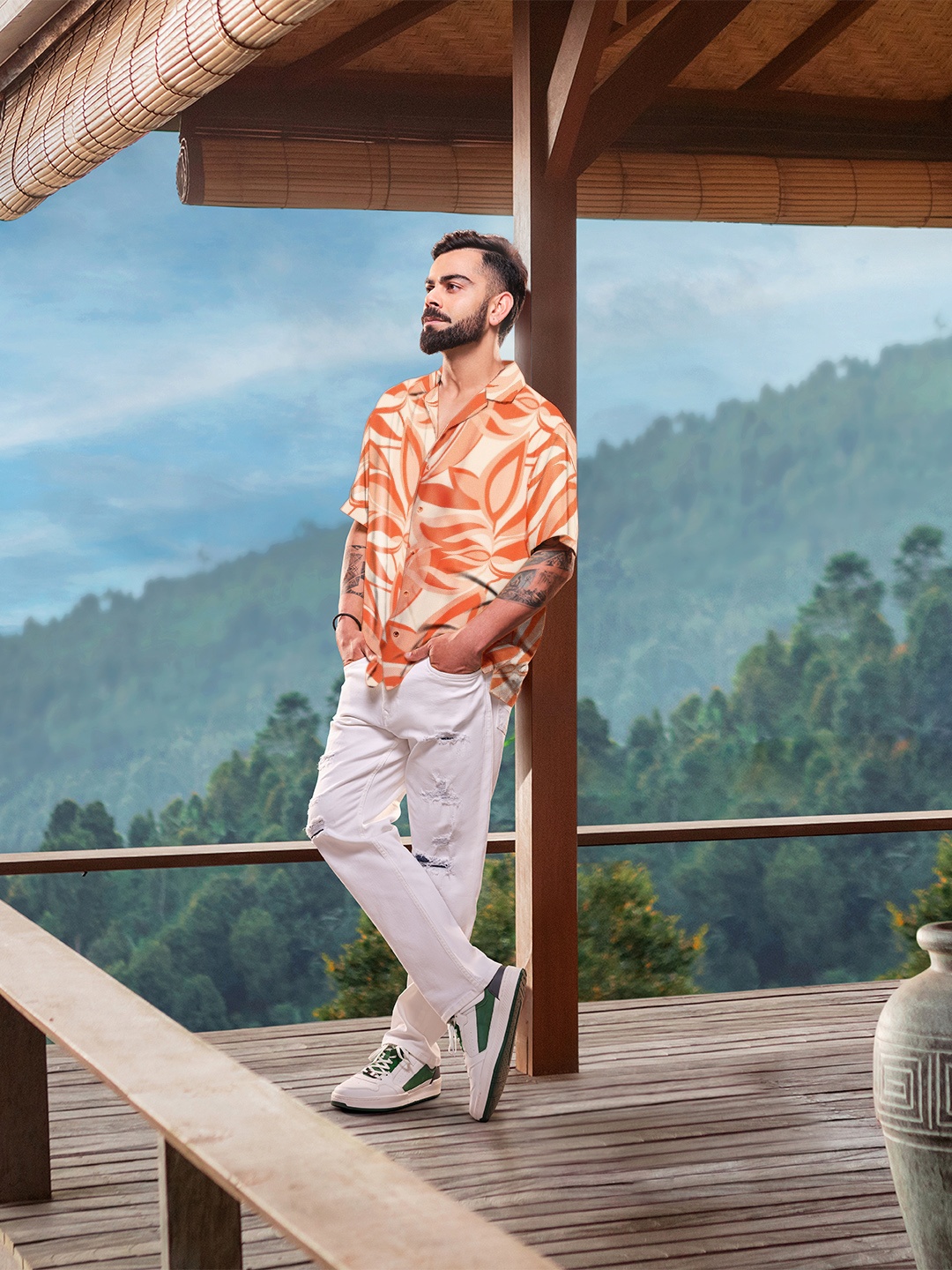 

WROGN Printed Casual Shirt, Orange