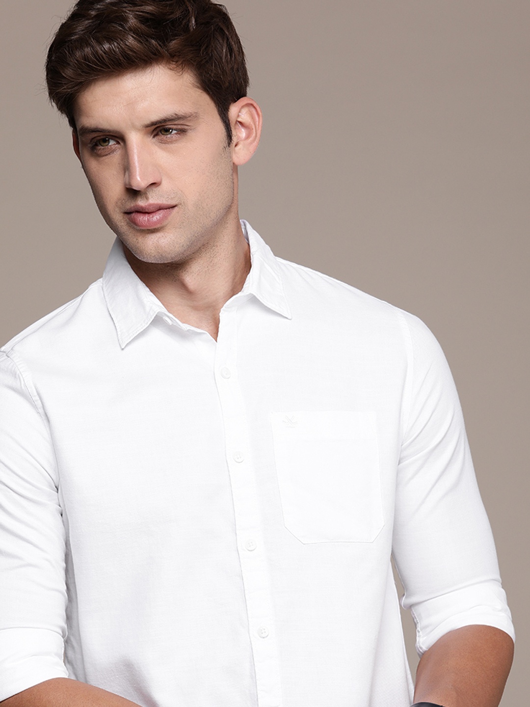 

WROGN Men Slim Fit Pure Cotton Casual Shirt, White