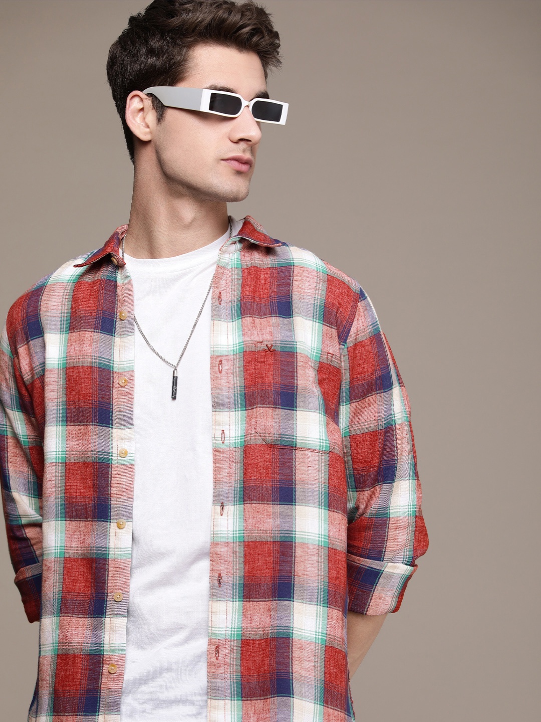 

WROGN Men Pure Cotton Tartan Checks Casual Shirt, Multi
