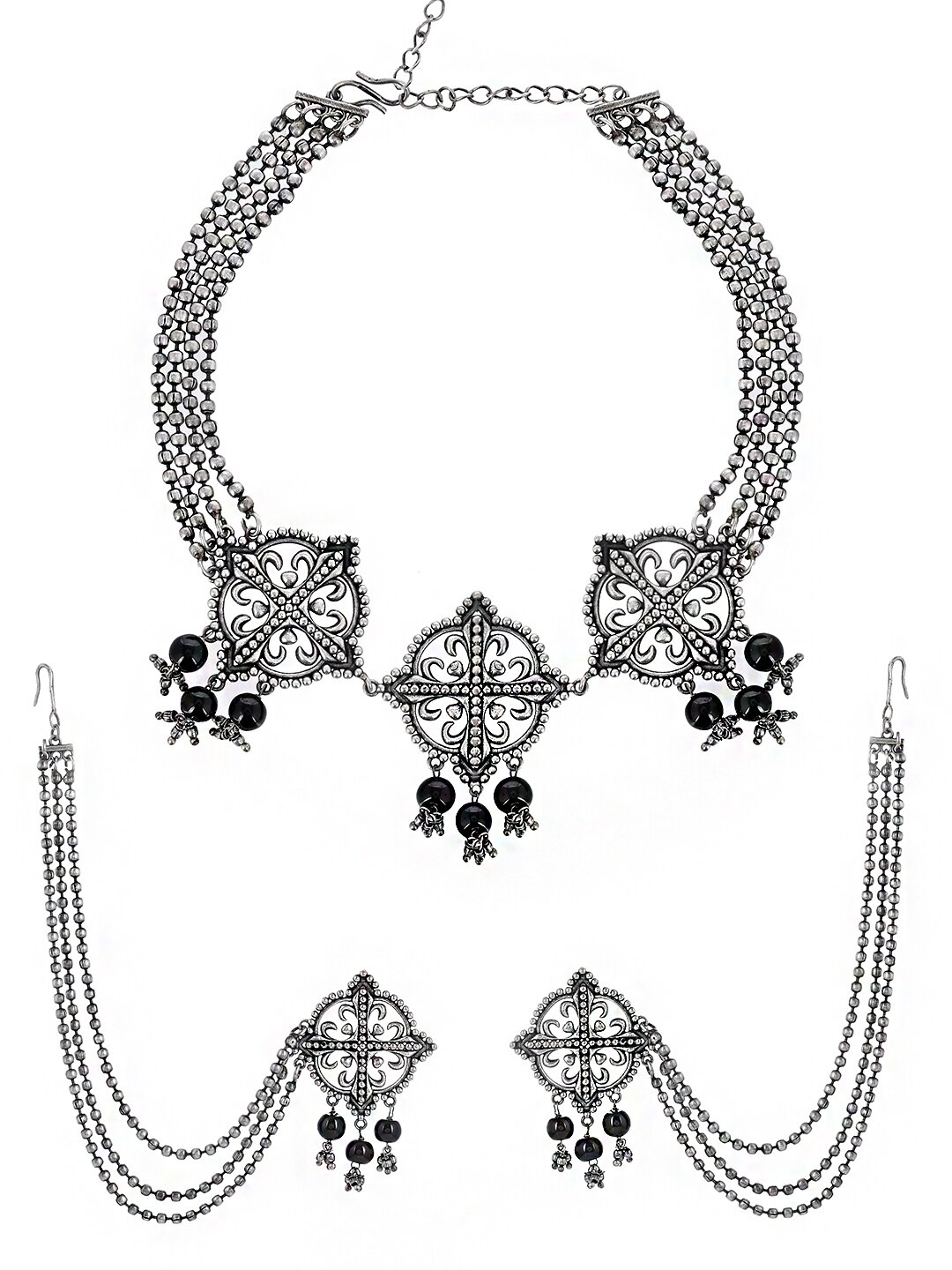 

Voylla Nrityotsava Adweta Silver-Plated Choker Jewellery Set