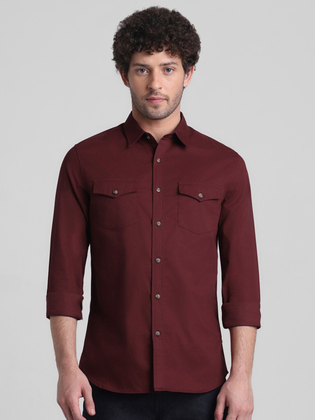 

Jack & Jones Slim Fit Pure Cotton Casual Shirt, Maroon