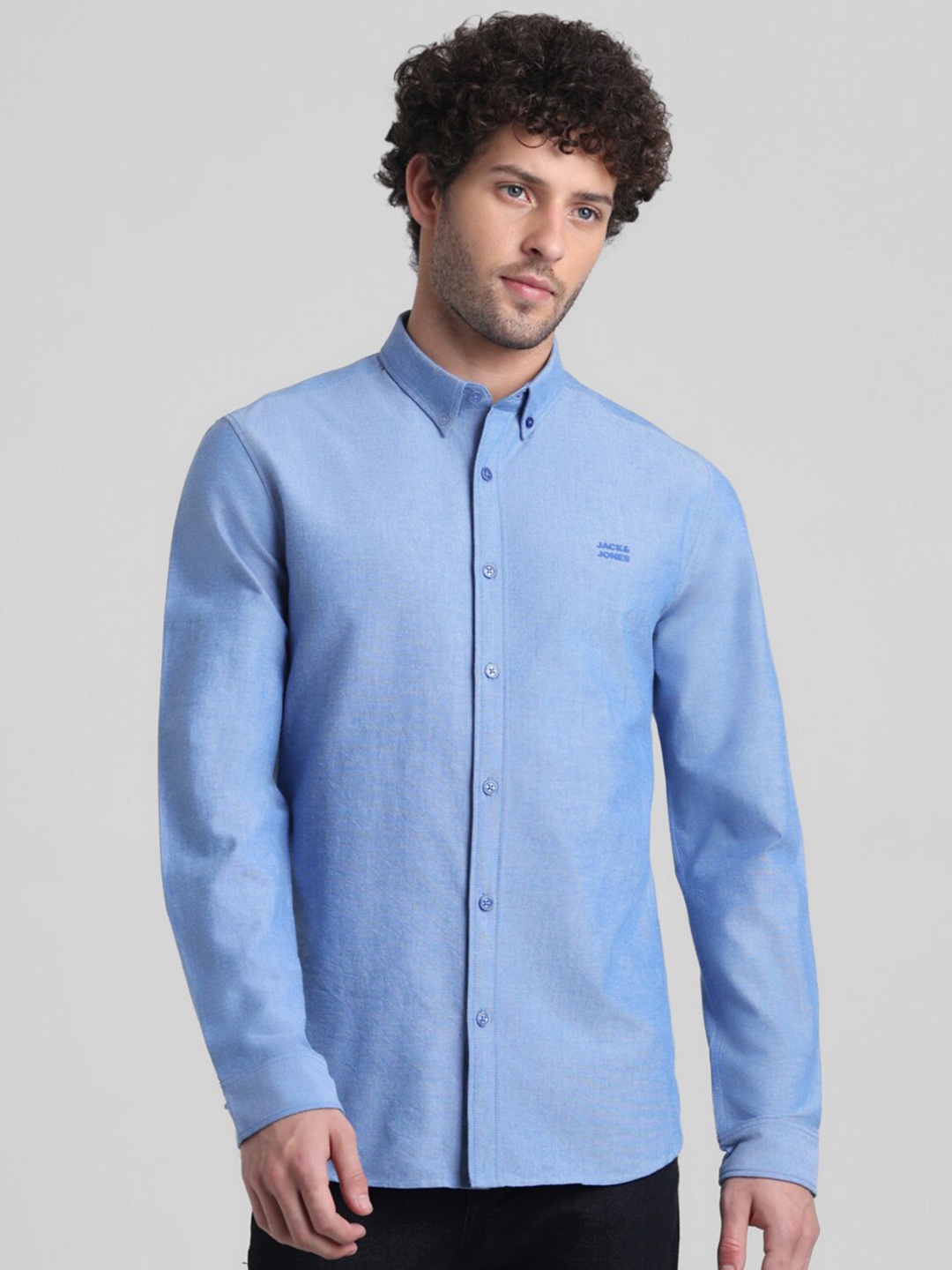 

Jack & Jones Button Down Collar Pure Cotton Shirt, Blue