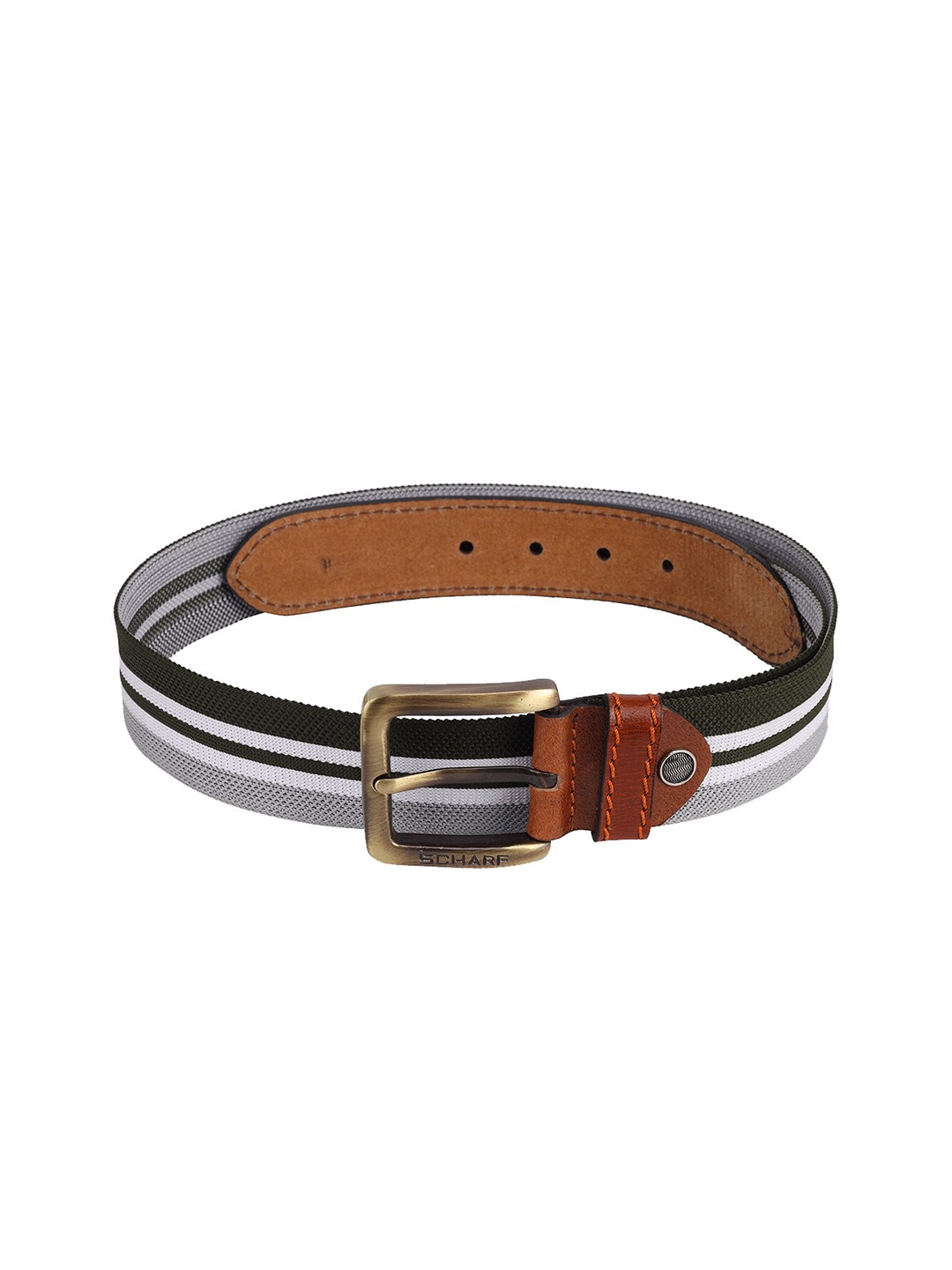 

SCHARF Men Striped Belt, Black