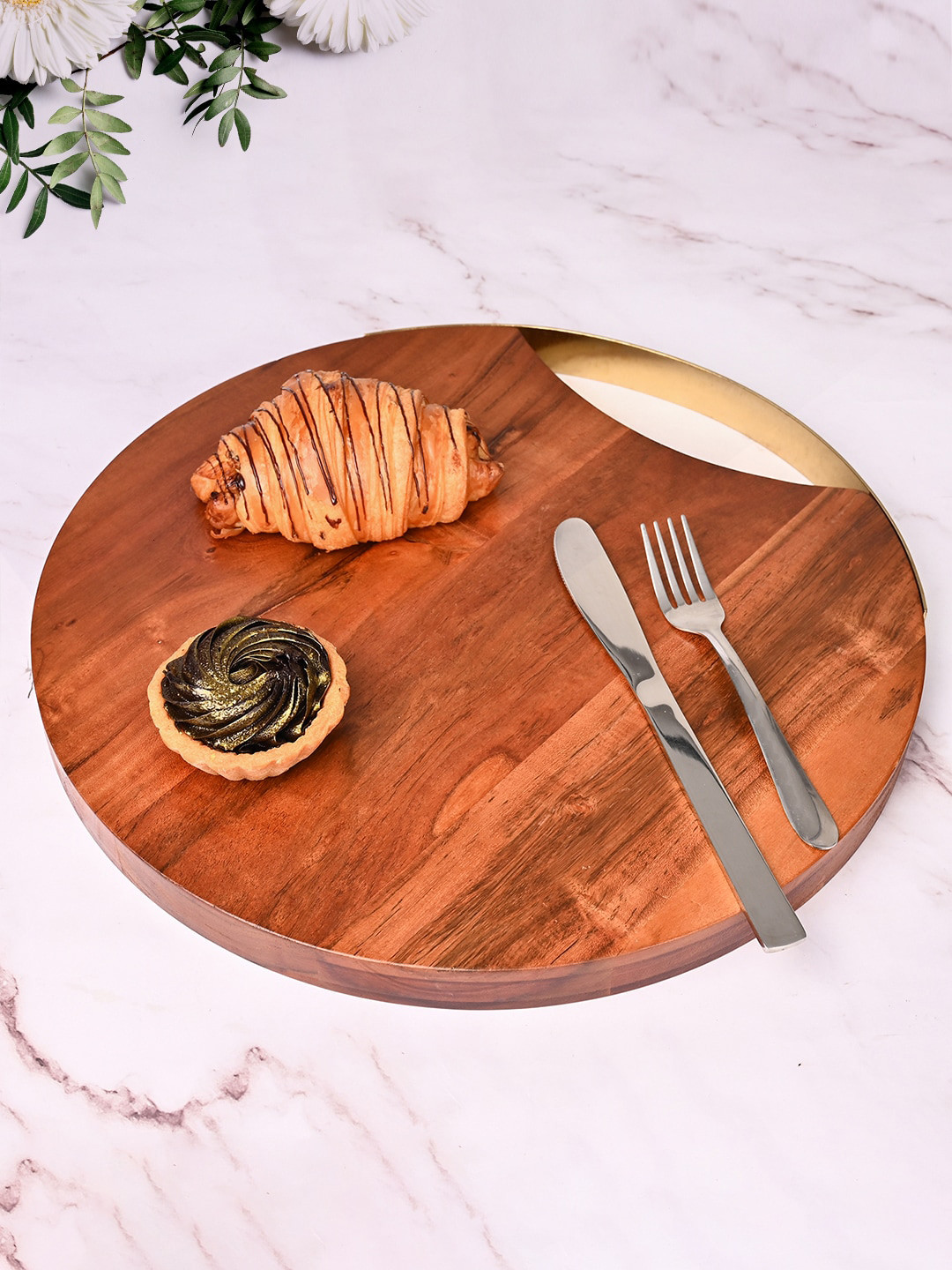

DecorTwist Brown Wooden Serving Tray Platter