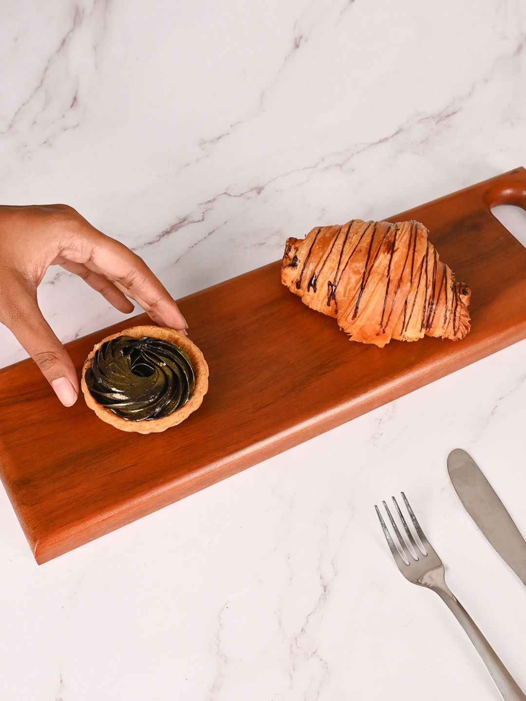 DecorTwist Brown Wooden Serving Tray Platter