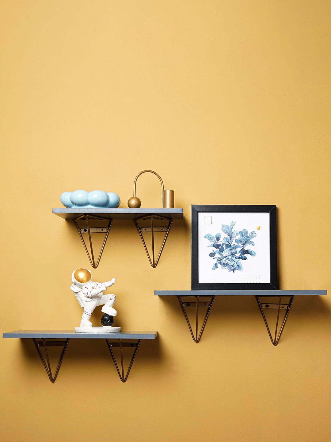 

THE ARTMENT Blue 3 Pieces Wall Shelves