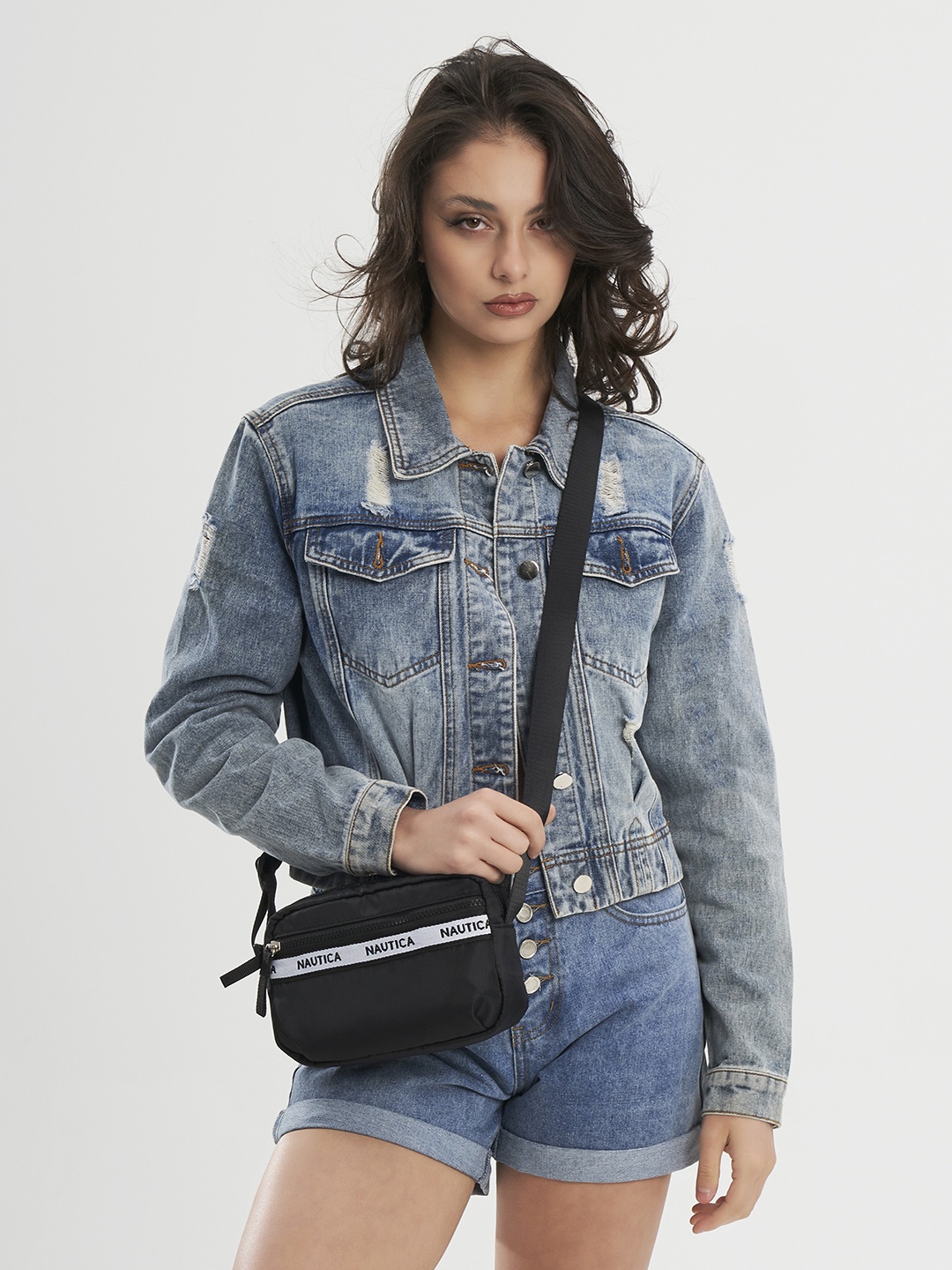 

Nautica Typography Printed Sling Bag, Black