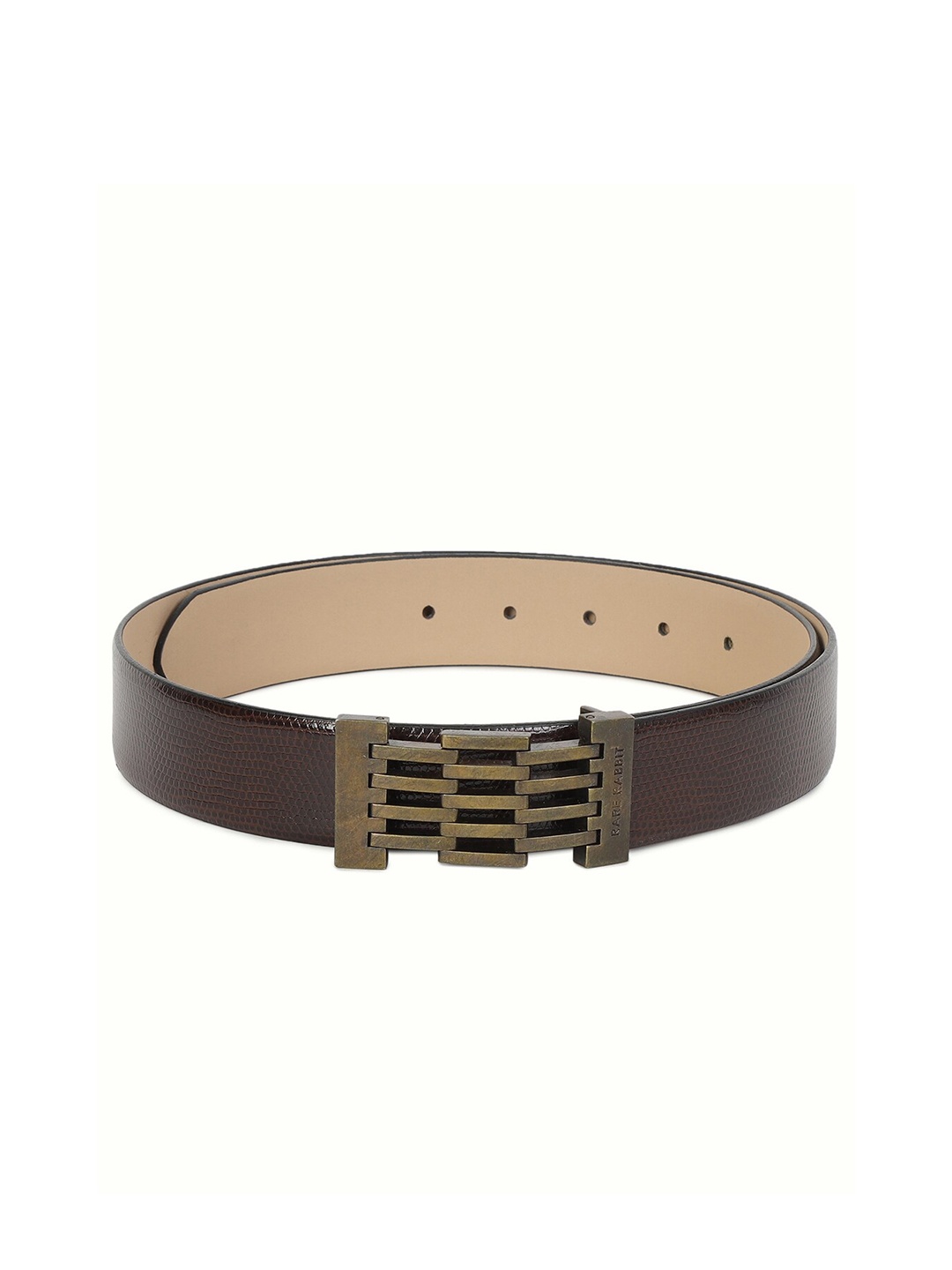 

RARE RABBIT Men Textured Leather Formal Belt, Brown