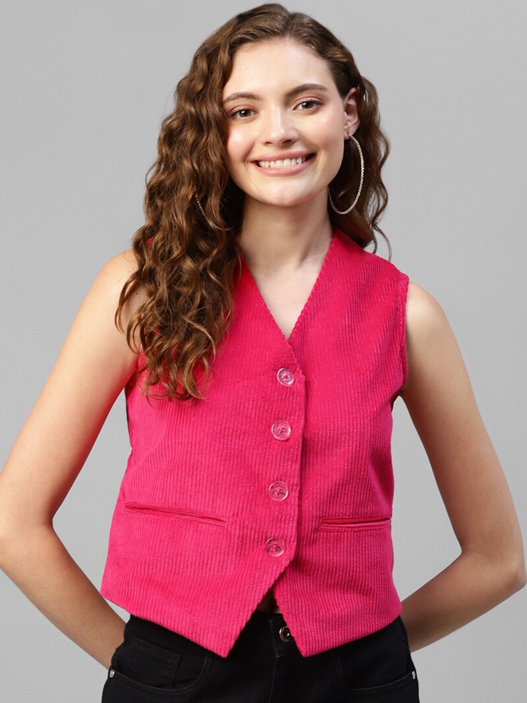 

DEEBACO Cotrise V-Neck Waistcoat, Magenta