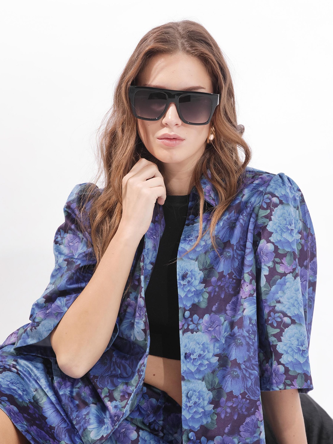 

RAREISM Floral Printed Casual Shirt, Black