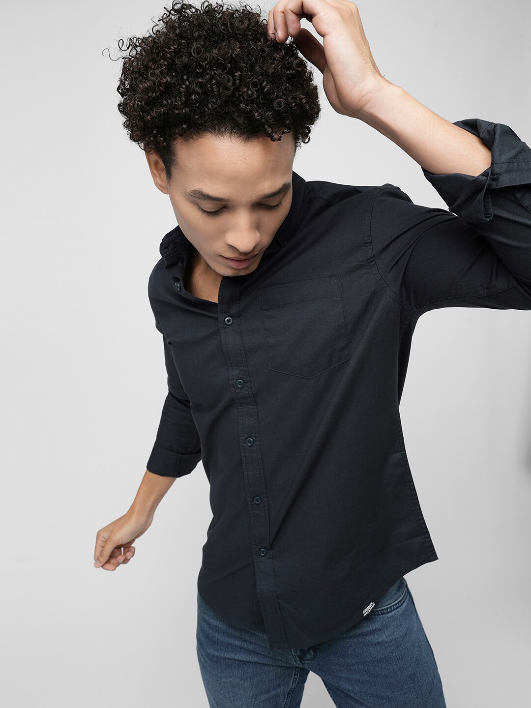 

Jack & Jones Slim Fit Pure Cotton Casual Shirt, Navy blue