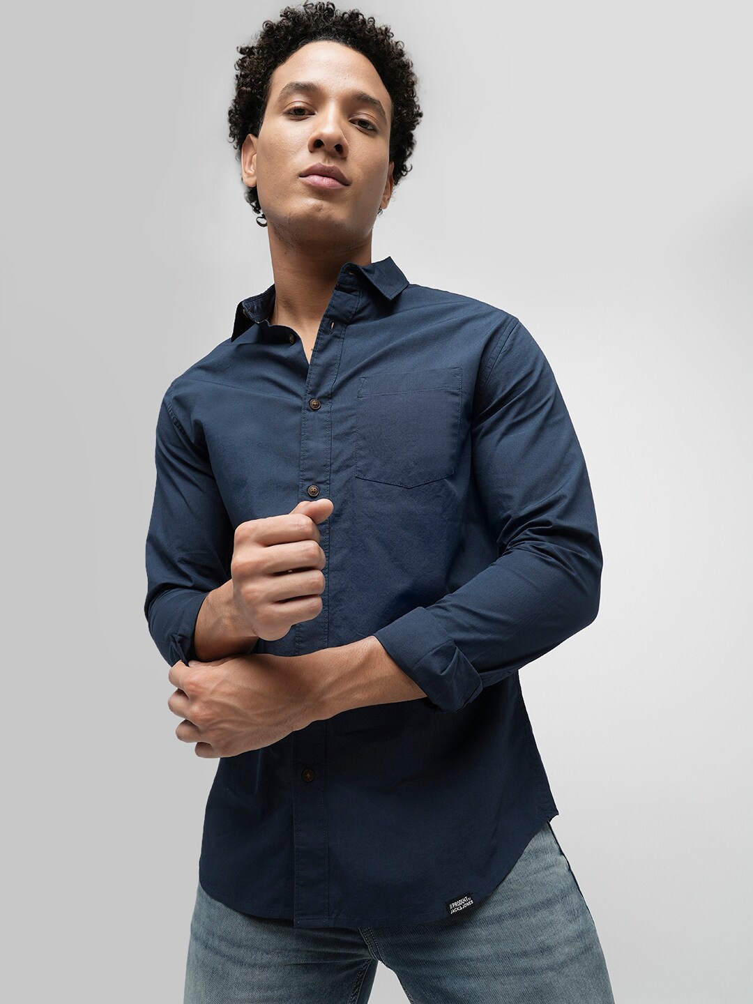 

Jack & Jones Slim Fit Pure Cotton Casual Shirt, Navy blue