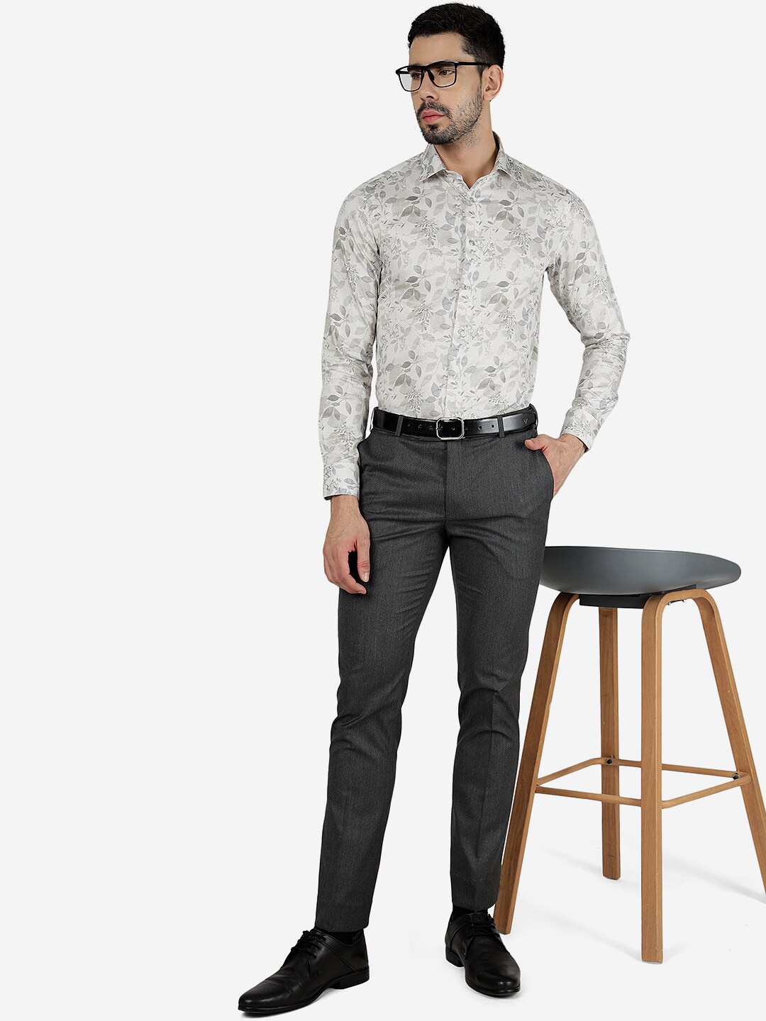 

JB STUDIO Floral Printed Pure Cotton Shirt, Grey