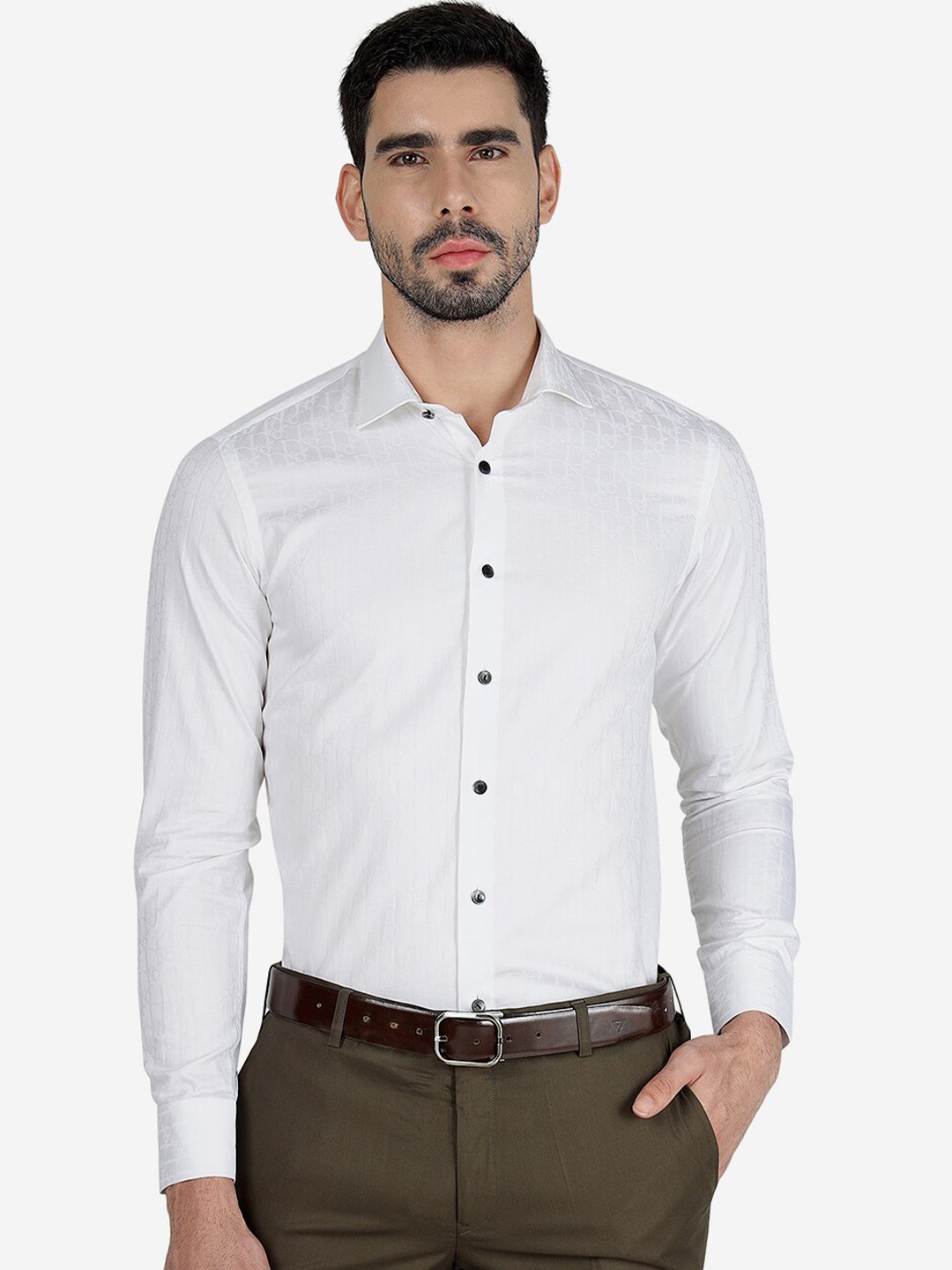 

WYRE Slim Fit Spread Collar Cotton Formal Shirt, White