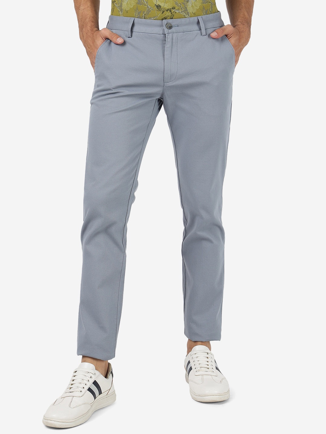 

Greenfibre Men Slim Fit Cotton Trousers, Blue