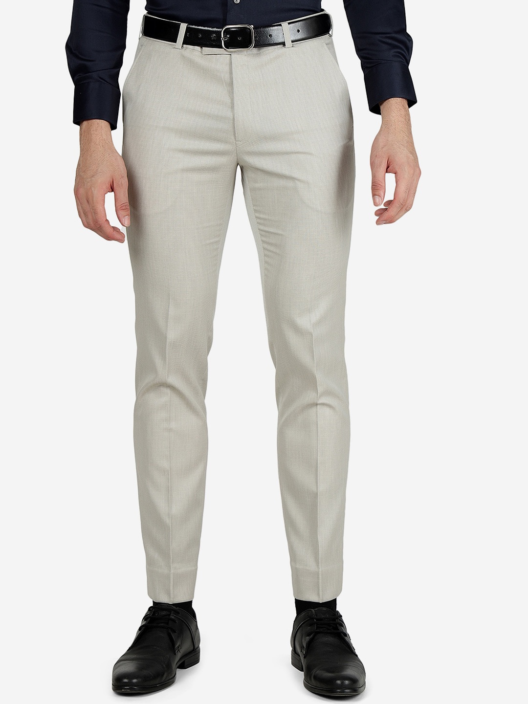 

METAL Men Slim Fit Mid-Rise Formal Trouser, Beige