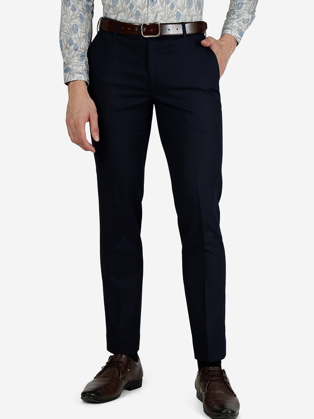

METAL Men Slim Fit Mid-Rise Formal Trouser, Blue