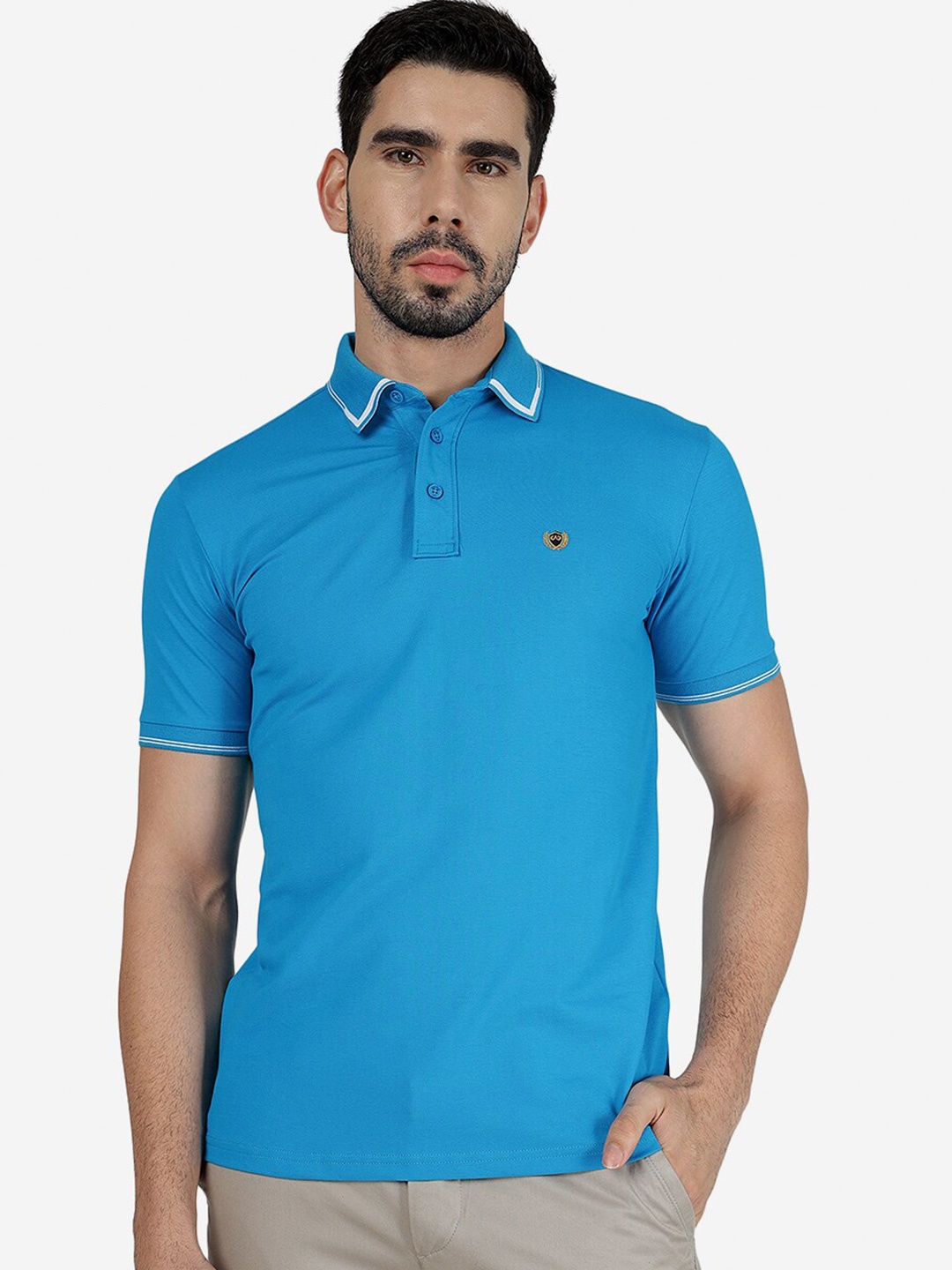 

JADE BLUE Polo Collar Slim Fit Pure Cotton T-shirt