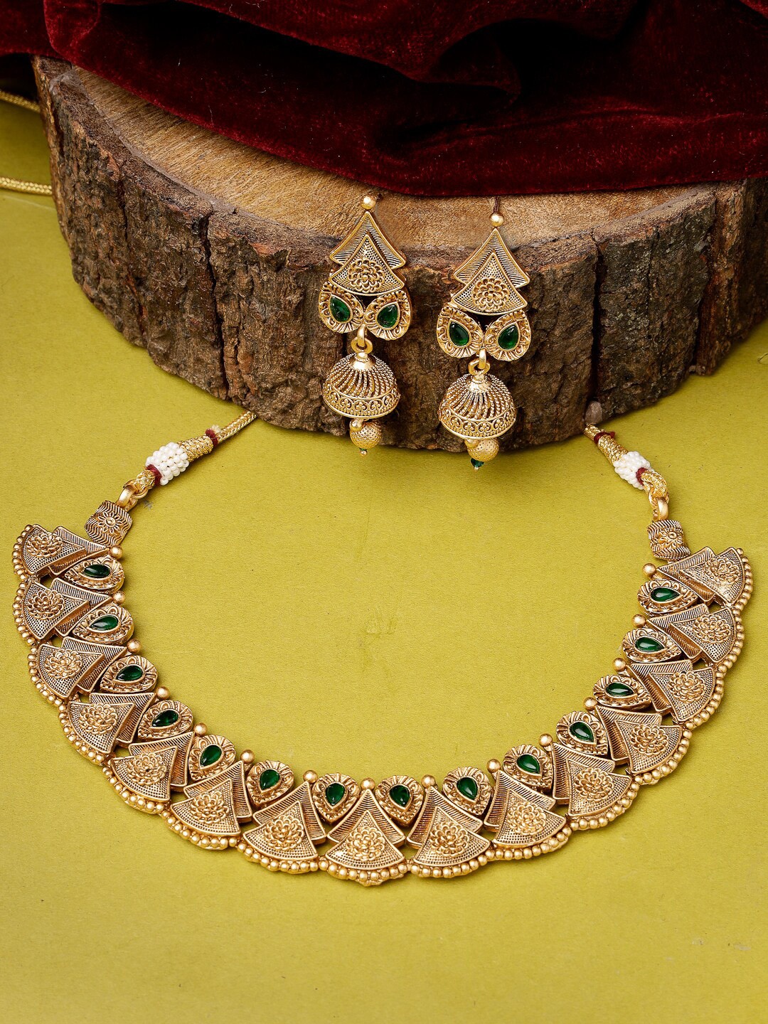 

ADIVA Gold-Plated Stone Studded Jewellery Set