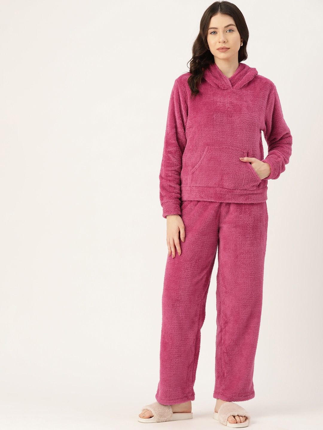 

ETC Women Solid Pure Cotton Night suit, Pink